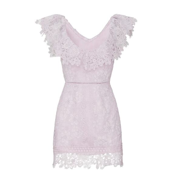 Saylor Adowa Lace Ruffle Mini Dress Women’s Size Small‎ Lavender Romantic Pastel - Picture 1 of 15